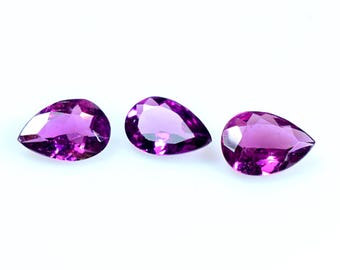 AAA Natural Rhodolite Garnet Pear Shape Loose Gemstone: 3 Pcs Faceted Cut, 2.25 Ct 7.5X5X2.5mm