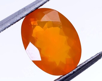 AAA Natural Mexican Fire Opal: Faceted Oval Gemstone for Jewelry Making 1.52 Cts 10.1x7.2x4mm