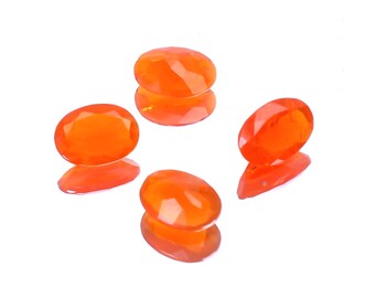 Natural Mexican Fire Opal Oval Loose Gemstones for Jewelry Making 4Pc Lot 2Ct 7X5X4mm