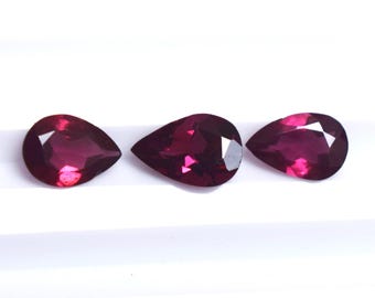Natural Rhodolite Garnet  Faceted Pear Cut 3Pcs Gemstone:, 2.44 Ct, 7x5 - 8x5mm Jewelry Making
