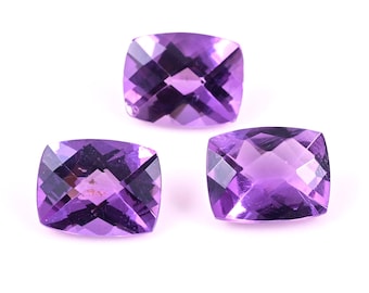 Natural Amethyst Radiant Cut 3Pcs Set Gemstones: AAA Quality, 5.50 Carat 9X7X5mm Jewelry Making