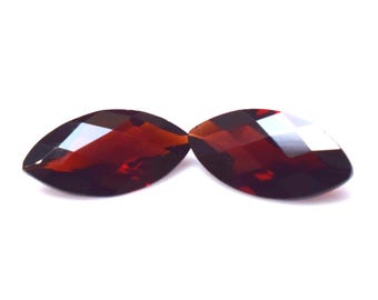 AAA Mozambique Garnet Marquise Pair: Faceted Loose Gemstones, 5.28 Ct, 14X7X4mm For Making Jewelry