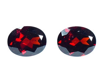 AAA Mozambique Garnet Faceted Oval Pair: Loose Gemstones 4.50 Ct, 9x7mm  For Making Jewelry