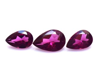 Natural Rhodolite Garnet Faceted Pear Cut Gemstone 3Pcs Set: 1.55Ct  6X4X2.5mm  For Making Jewelry