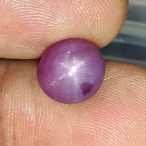 Rubí estrella natural de forma redonda: 7,9 quilates, estrella de seis rayos, gema suelta de cristal curativo, 10 x 9,5 x 7 mm