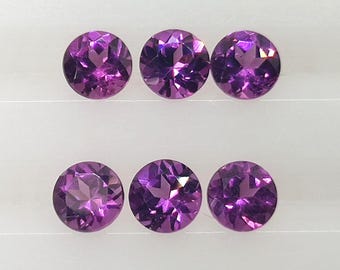 AAA Natural Purple Garnet Faceted Round Loose Gemstone 6Pcs Lot: 2.12Cts, Rhodolite Garnet 4X4mm