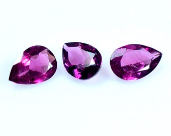 AAA Rhodolite Garnet Pear Shape Faceted 3Pcs Loose Gemstones - 2.20 Ct, 7.5X5X2.5mm Jewelry Making