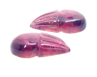 AAA Natural Pink Tourmaline Carved Leaf Shape Pair ,Loose Gemstone 11.25 Ct, 17X7.7X5mm