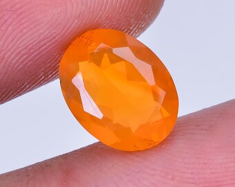 Natural Mexican Fire Opal: Faceted Oval Gemstone for Jewelry Making 2.02 Cts, 11.1X8.1X5 mm