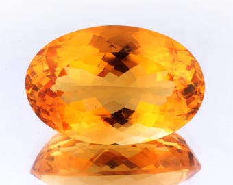 AAA Natural Golden Citrine Faceted Oval Loose Gemstone: Healing Crystal, 27.60 Cts,  25X16.4X11.7 mm