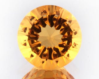 AAA Golden Citrine Round Shape Loose Gemstone: 3.16 Carat Concave Cut, 10X10mm Jewelry Making
