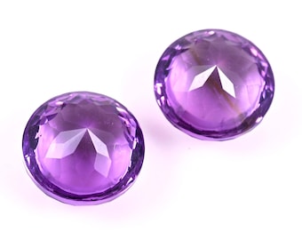 Natural Purple Amethyst Round Gemstone Pair: Snow Cone Cut, Healing Crystal 6.15 Cts  9X9X7mm