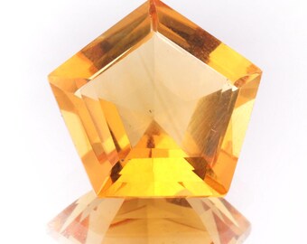 Natural Citrine Faceted Pentagon Cut Loose Gemstone: , Healing Crystal 5.60 Carats 13X13X6.5 mm