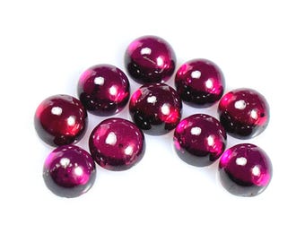 Natural Rhodolite Garnet Cabochons 10 Pcs Lot Round Shape Loose Gemstones, 8.95 Ct  5X5X3mm