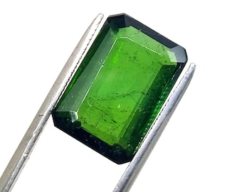 Natural Green Tourmaline Faceted Octagon Cut Loose Gemstone: 6.27 Cts,  13X9X5 mm Jewelry Making