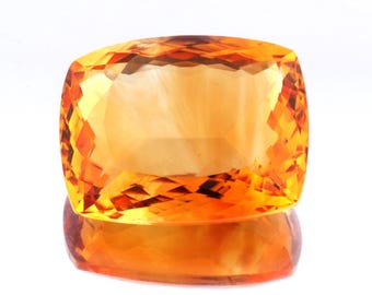 Natural Golden Citrine Faceted Radiant Cut Loose Gemstone: 31.70 Ct Healing Crystal,  24X18.5X10 mm