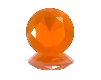 AAA Natural Mexican Fire Opal: Faceted Round Cut Loose Gemstone, 2.55 ct 10.1X10.1X6 mm