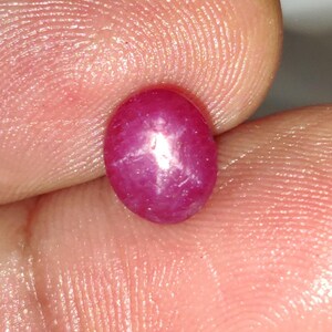 Rubí estrella natural ovalado: 2,84 quilates, estrella de seis rayos, gema suelta de cristal curativo, 8 x 6,5 x 4 mm