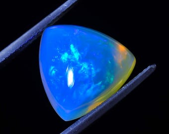 Natural White Ethiopian Opal Trillion Shape Cabochon:  4 Ct Loose Gemstone Jewelry Making 12X12X7mm