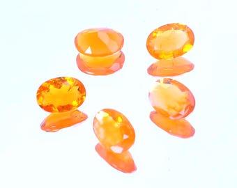 Natural Mexican Fire Opal Faceted Oval Loose Gemstones: 5Pc Lot 2.5Ct 7X5X4mm Jewelry Making