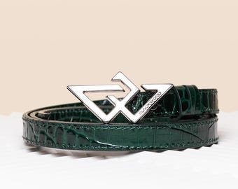 Forest Green Leather Belt: Custom Italian Leather Accessory