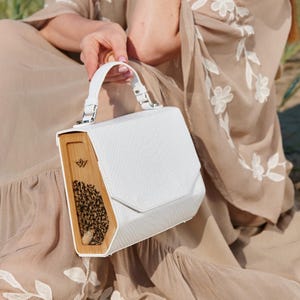 Wedding Formal Women Leather Cross Body Bag, Italian Snake Skin Purse with Top Handle, Bridal Party Bag, White Leather Bridal Handbags