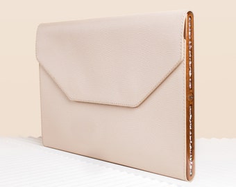 LEATHER MACBOOK CASE, Beige Macbook Case, Macbook 13 Case, Italian Beige Saffiano Leather Laptop Travel Case, Cute Macbook Case