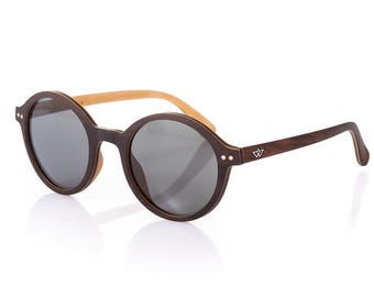Round Polarized Wood Sunglasses: Unisex UV400 Protection