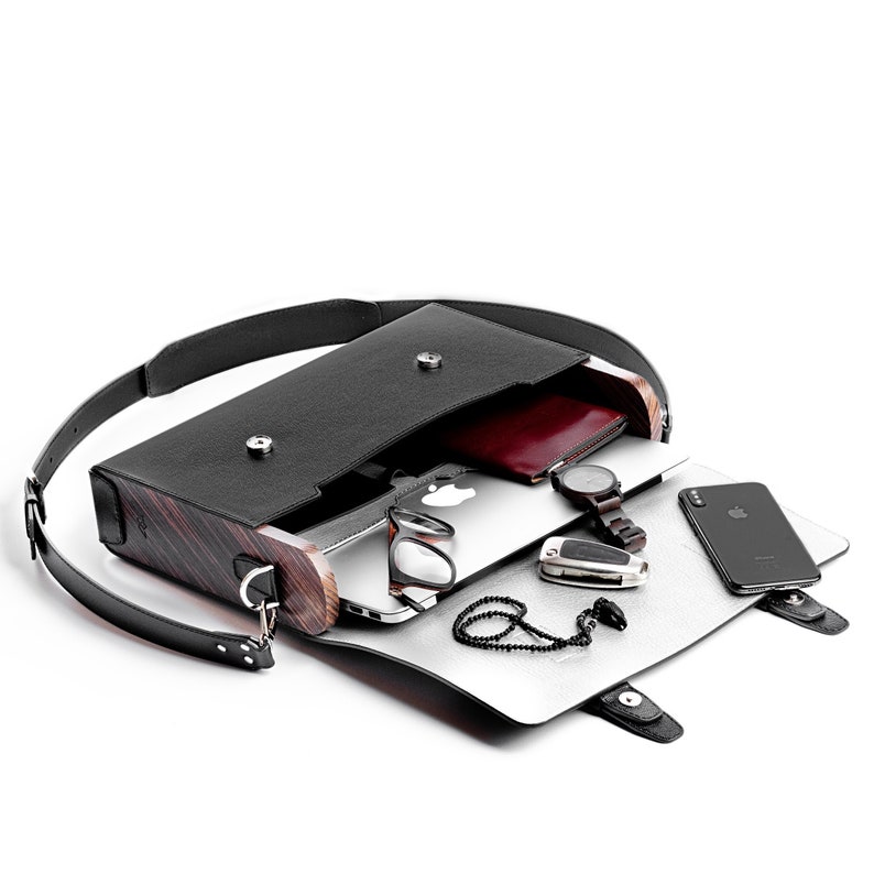 Black Leather Messenger Bag. Leather Briefcase. Men's Etsy