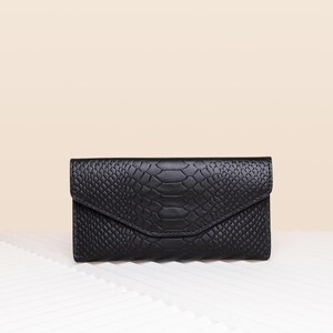 Cartera de piel de pitón para ella – Tarjetero compacto – Regalo para el Día de la Madre