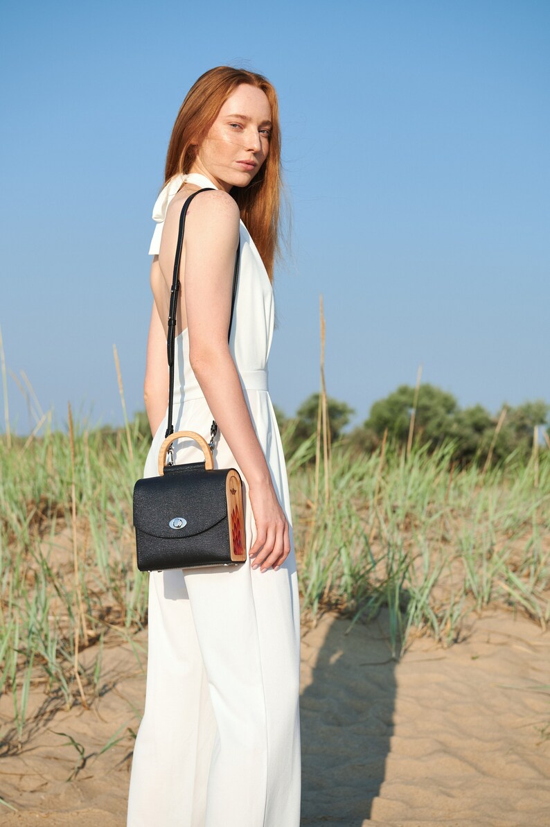 Top Handle Bag Handbag Shoulder Crossbody Bag AURORA Black Etsy