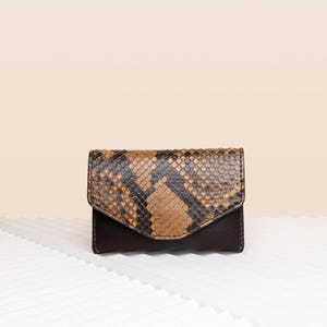 Mini Leder Umschlag Brieftasche – Schmaler Kartenhalter für Frauen – Handgefertigte Python Geldbörse – Geschenk für Sie – Kleine Tasche Zubehör
