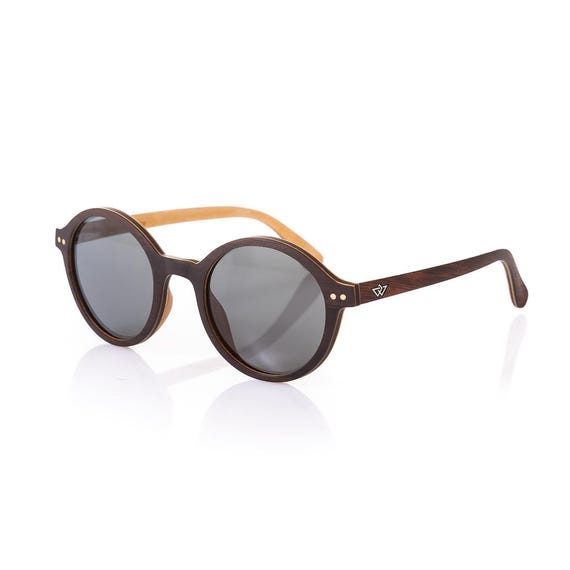 Classic Round Polarized Wooden Sunglasses UV400 Amazon.com: NEWCES Sunglasses Classic Round Polarized  main image 3