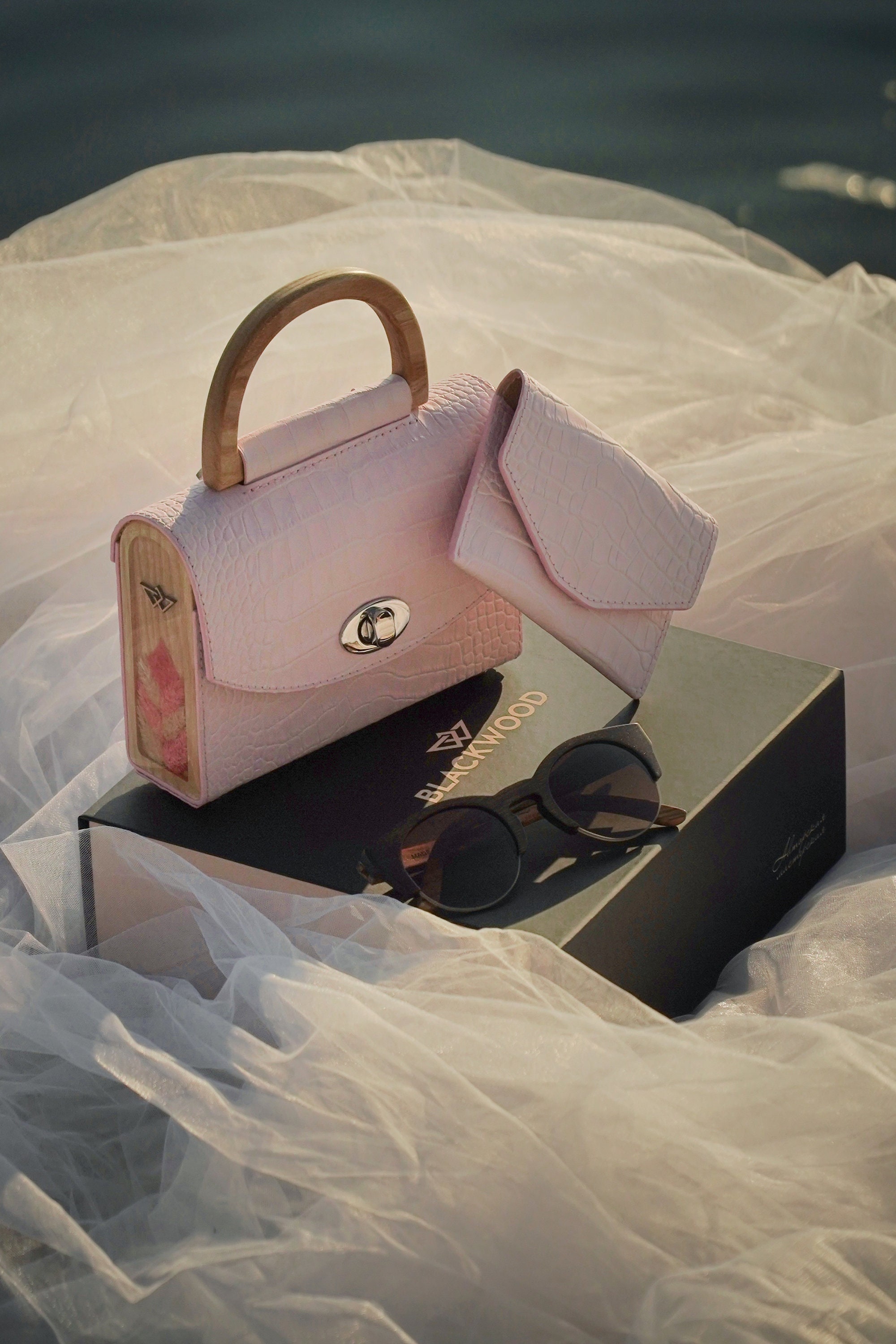 Pink Croco Woman Leather Bag Mini Shoulder Bag Handmade 