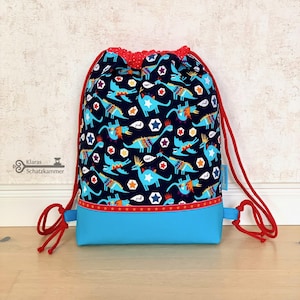 Turnbeutel Dinos / Turnbeutel mit Namen / personalisierter Stoffbeutel für Kinder / Sportbeutel / Wäschebeutel / Kindergartentasche