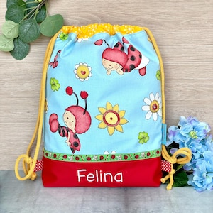 Ladybug gym bag / gym bag with name / personalized fabric bag for children / backpack for daycare / laundry bag for a change of clothes