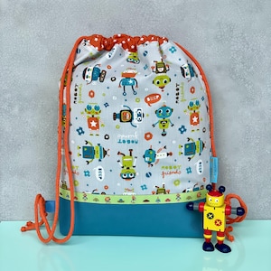Robot gym bag / gym bag with name / personalized fabric bag / sports bag for children / laundry bag for a change of clothes