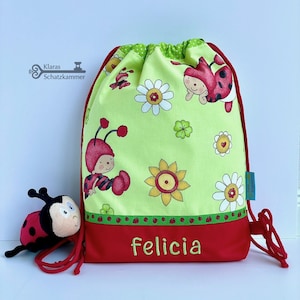 Ladybug gym bag / gym bag with name / personalized fabric bag for children / backpack for daycare / laundry bag for a change of clothes