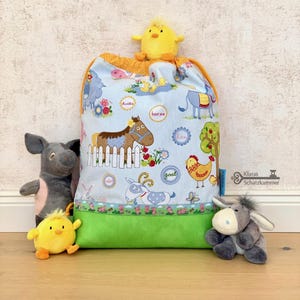 Farm animals gym bag / gym bag with name / personalized fabric bag / sports bag for children / daycare bag / laundry bag / pony