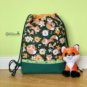 Fox gym bag / gym bag with name / personalized fabric bag for children / sports bag / bag for changing clothes / laundry bag