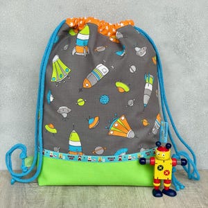 Rocket gym bag / gym bag with name / personalized fabric bag for children / kindergarten backpack / sports bag / laundry bag