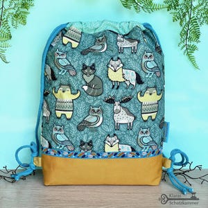 Ethno Dieren Sporttas / Sporttas met Naam / Gepersonaliseerde Stoffen Tas voor Kinderen / Rugzak voor Kleuters / Waszak