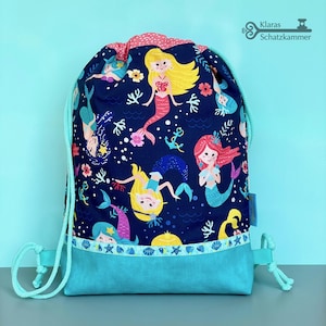 Mermaid gym bag / gym bag with name / personalized fabric bag for children / kindergarten bag for change of clothes