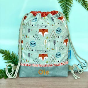 Gym bag be wild fox / gym bag with name / personalized fabric bag for children / daycare bag for changing clothes / laundry bag