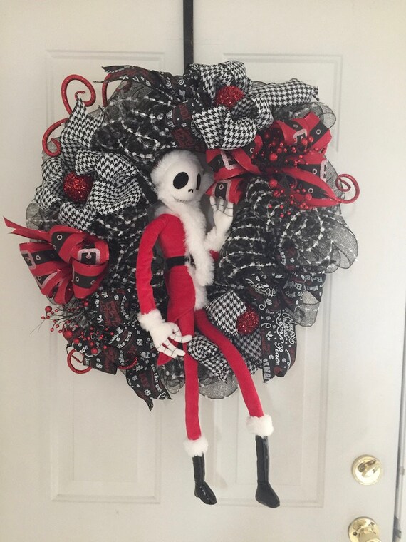 Wreath For Door Holiday Wreath Nightmare Before Christmas Etsy
