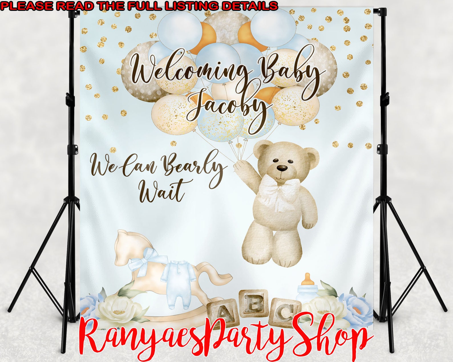 Teddy Bear Vinyl Backdrop Teddy Bear Baby Shower Backdrop Etsy