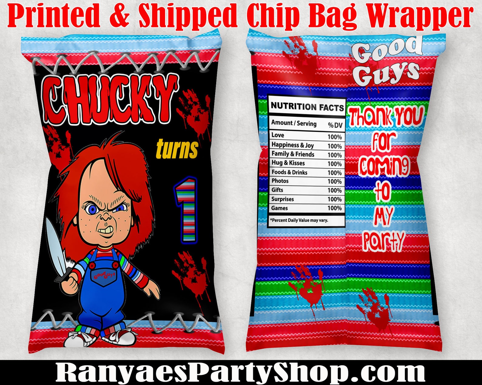 Chucky Chip Bag Wrapper Chucky Birthday Party Favor Wrapper | Etsy