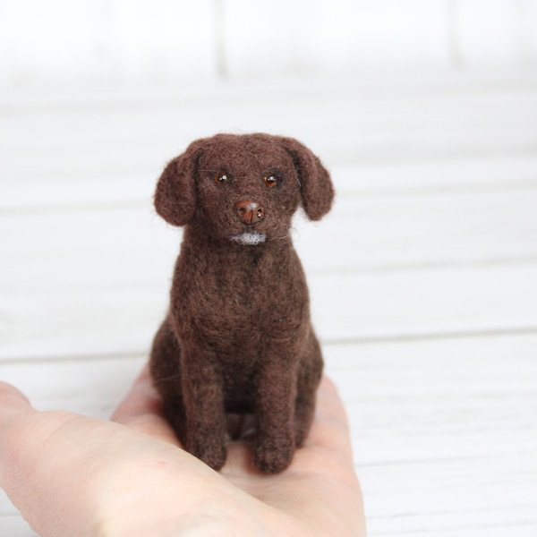 Custom memorial portrait felted dog, dog needle felted sculpture, portrait felted dog