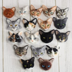 Brooch felted cat, needle felted cat, cat portrait, cat felted, cat portrait memorial