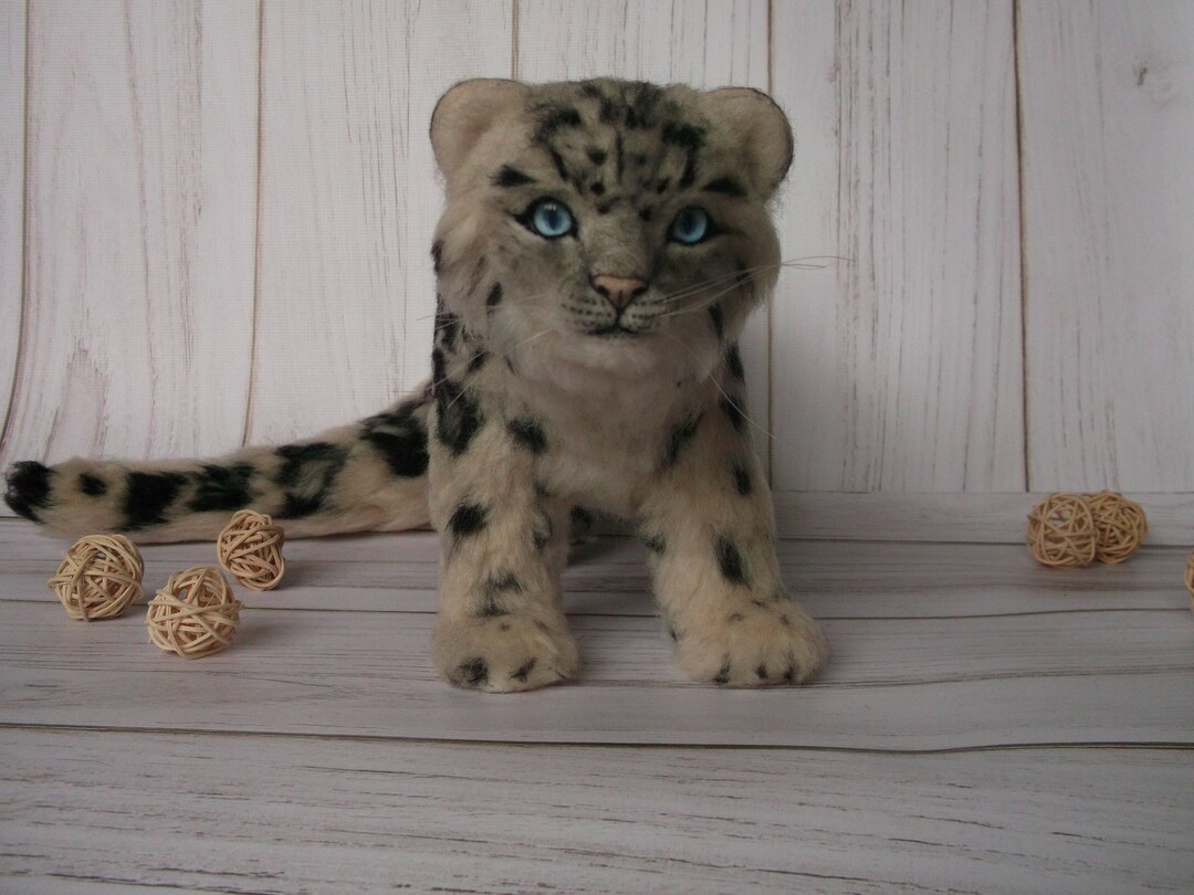 Snow Leopard Needle Felted, Snow Leopard Felt, Cat Needle Felted ...